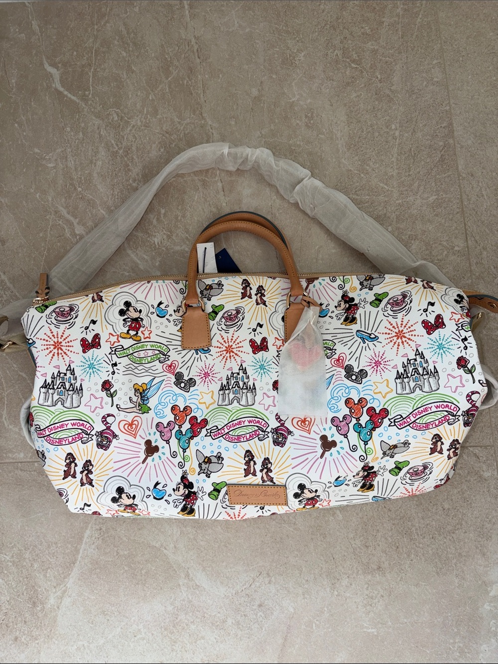 Dooney & Bourke White Multicolor Disney Print Weekender - Picture 14 of 17